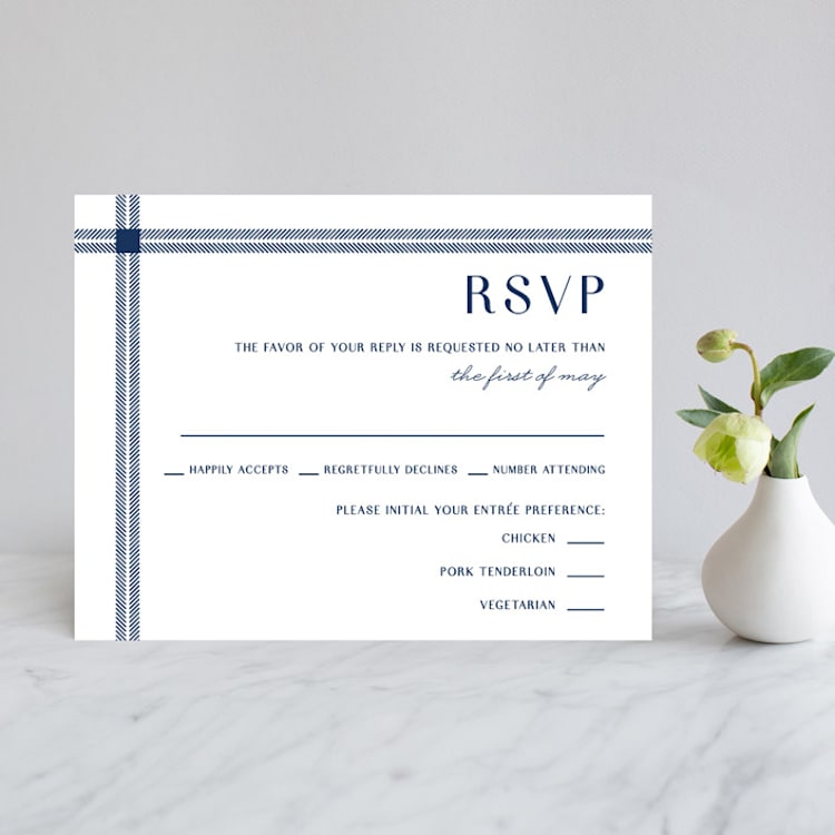 "window pane check" - RSVP Cards in Navy by Kerry Doyle - Front