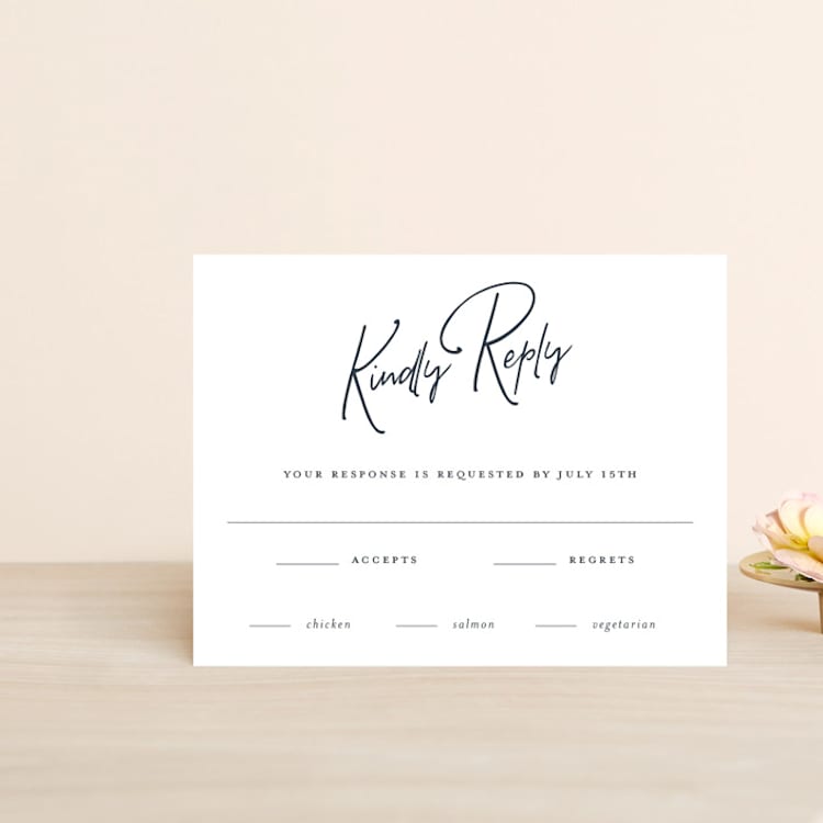 "Proposal" - RSVP Cards in Marine by Sandra Picco Design - Front