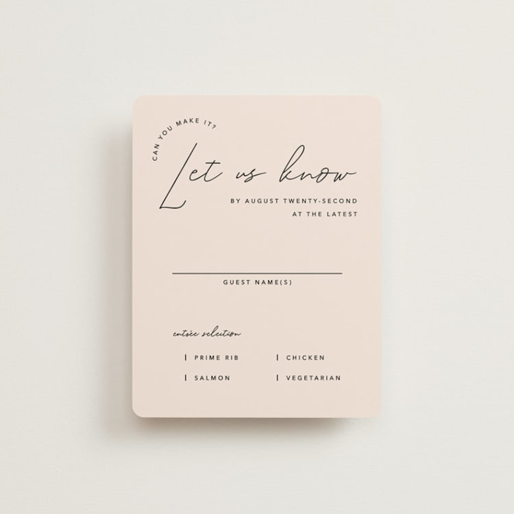 "Aesthetic" - RSVP Cards in Blush by Liz Conley - Front