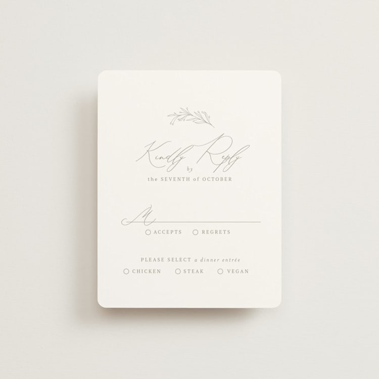 "Essential" - RSVP Cards in Mist by Design Lotus - Front