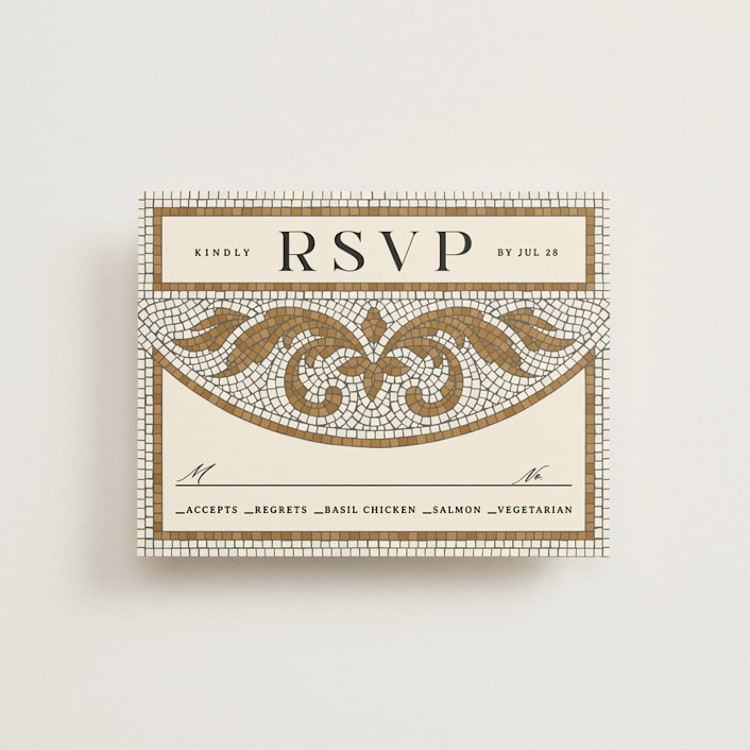 "Floral mosaic" - RSVP Cards in Sand by GeekInk Design - Front