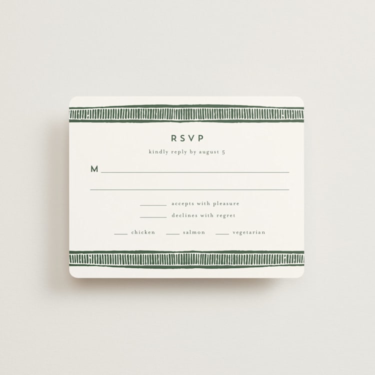 "Block Print Frame" - RSVP Cards in Fern by Katharine Watson - Front