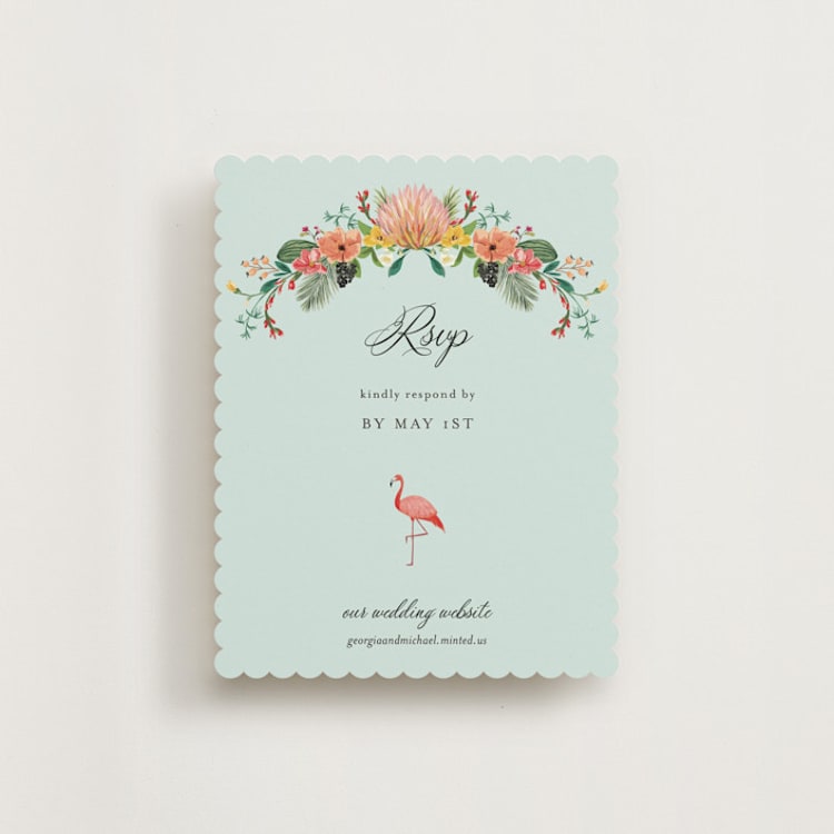 "Tropical Crest" - RSVP Online Enclosure Cards in Papaya by Susan Moyal - Front