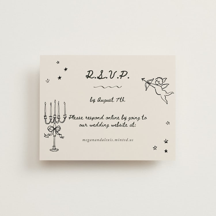 "simple monogram" - RSVP Online Enclosure Cards in Lace by Cass Loh - Front