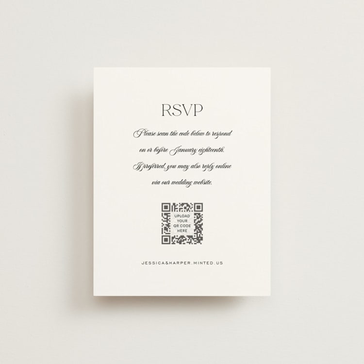"Modern Romance" - RSVP Online Enclosure Cards in Obsidian by Jennifer Postorino - Front