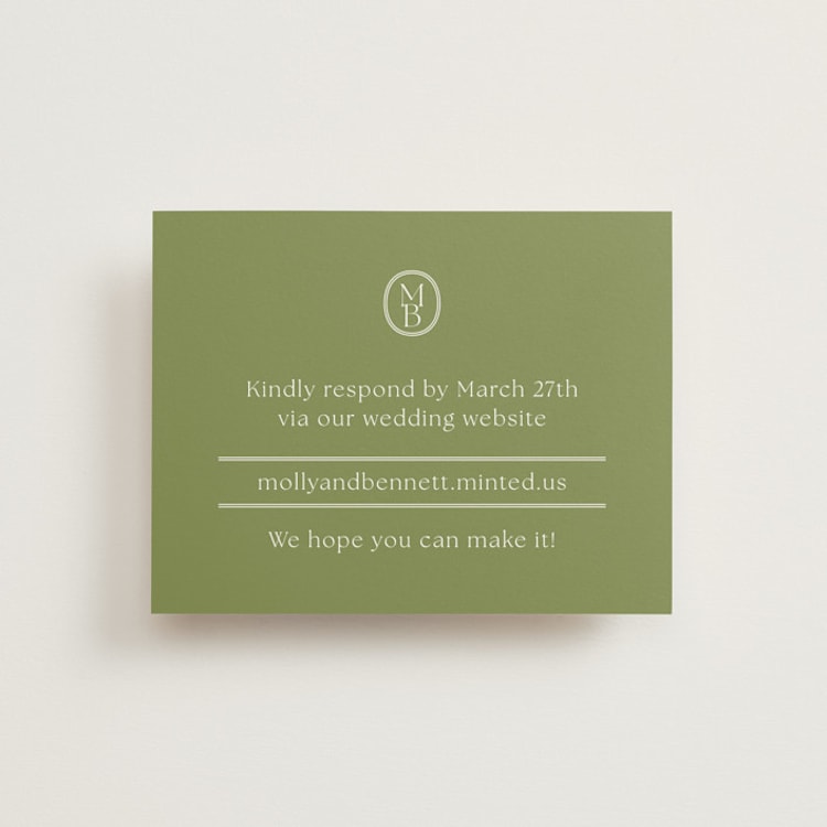 "Perriand" - RSVP Online Enclosure Cards in Moss by Megan Davis - Front