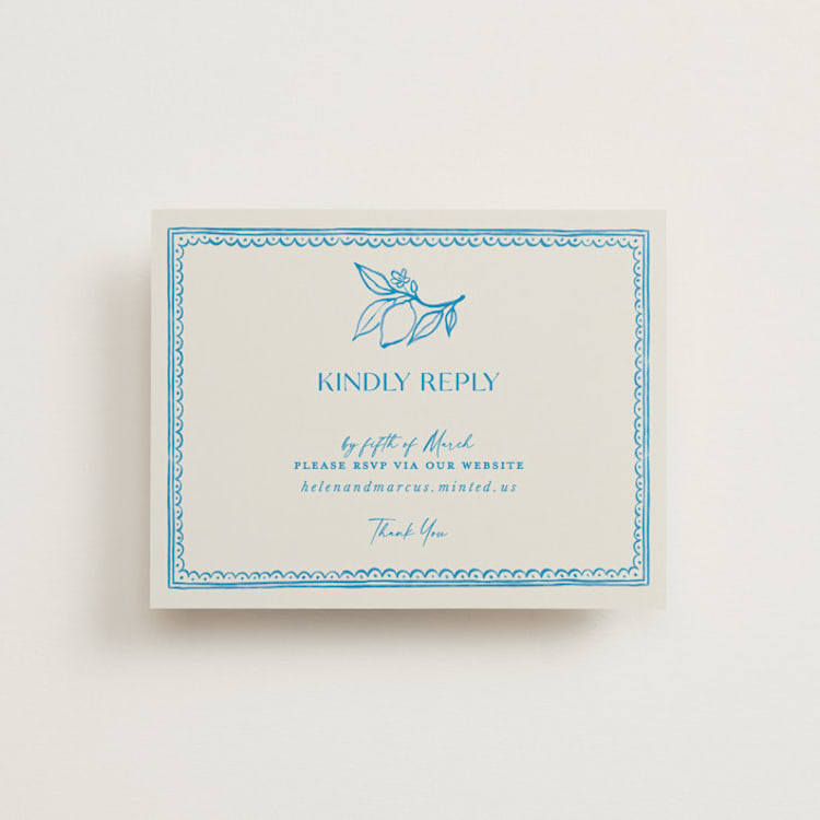 "Mediterraneo" - RSVP Online Enclosure Cards in Ocean by Pati Cascino - Front