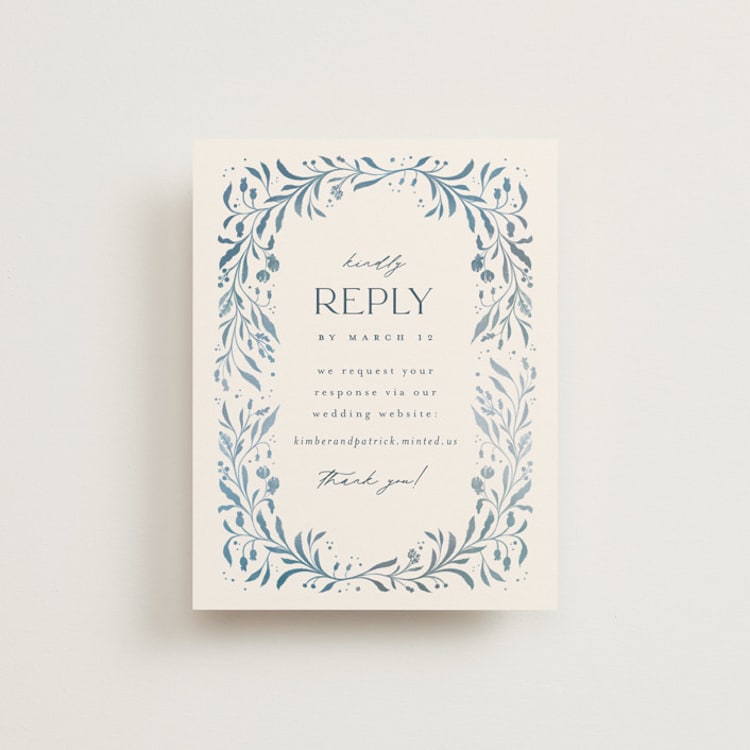 "Porcelain" - RSVP Online Enclosure Cards in Delft Blue by Ashley DeMeyere - Front