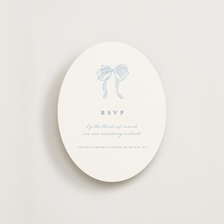 "Bow Frame" - RSVP Online Enclosure Cards in Lagoon by Leah Bisch - Front