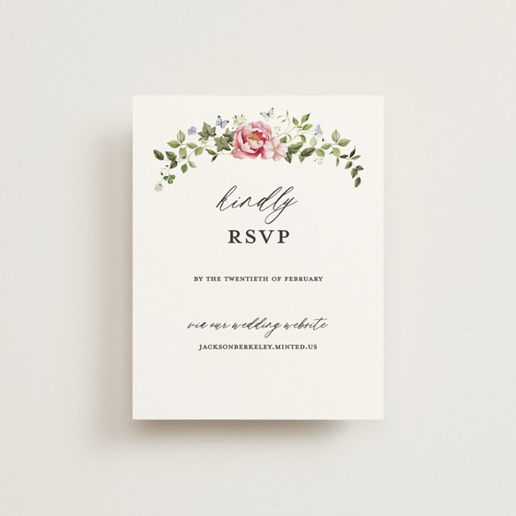 "Ornate" - RSVP Online Enclosure Cards in Peony by Sarah Knight - Front