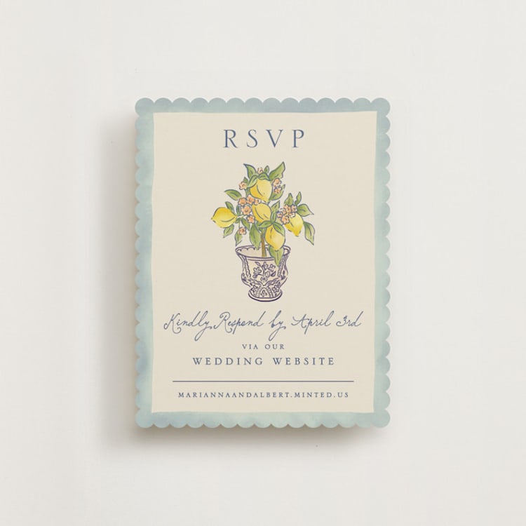 "Amalfi Coast Wedding" - RSVP Online Enclosure Cards in Aqua by Chris Griffith - Front