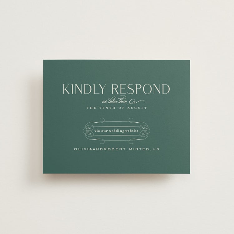 "Chantilly" - RSVP Online Enclosure Cards in Emerald by Kimberly Morgan - Front