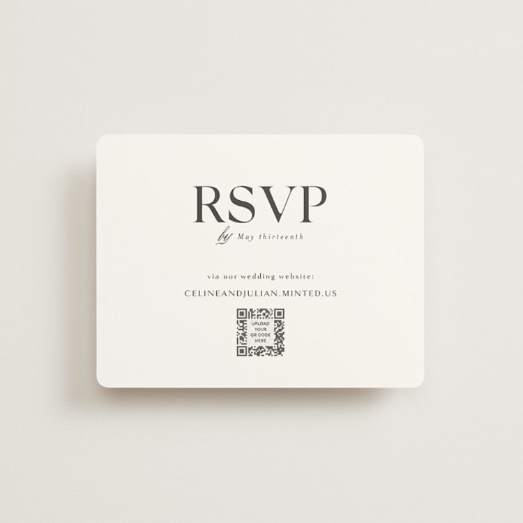 "CELINE" - RSVP Online Enclosure Cards in Opal by Melanie Kosuge - Front