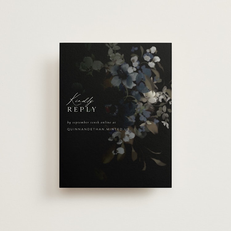 "Vintage Botanical" - RSVP Online Enclosure Cards in Midnight by Grace Kreinbrink - Front