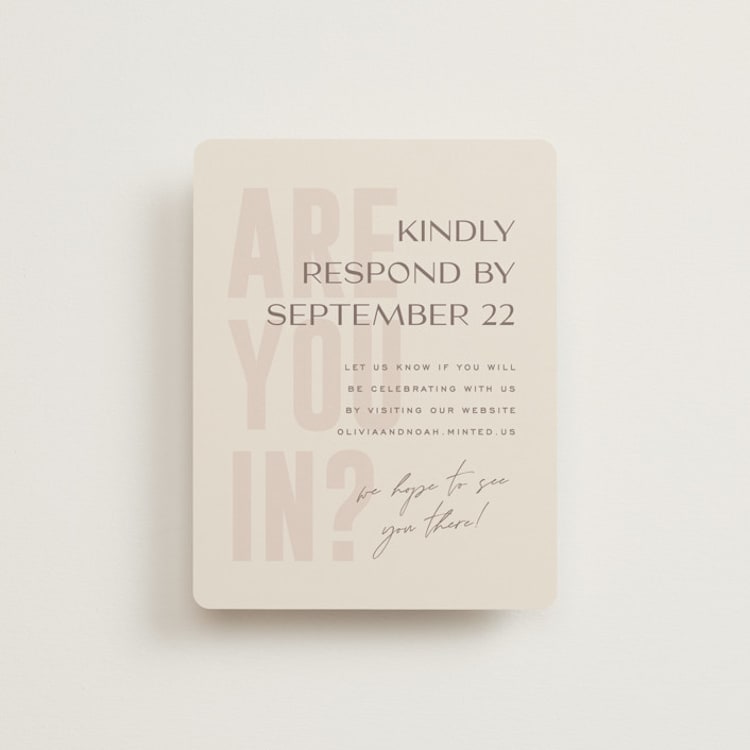 "Salted" - RSVP Online Enclosure Cards in Blush by Pixel and Hank - Front