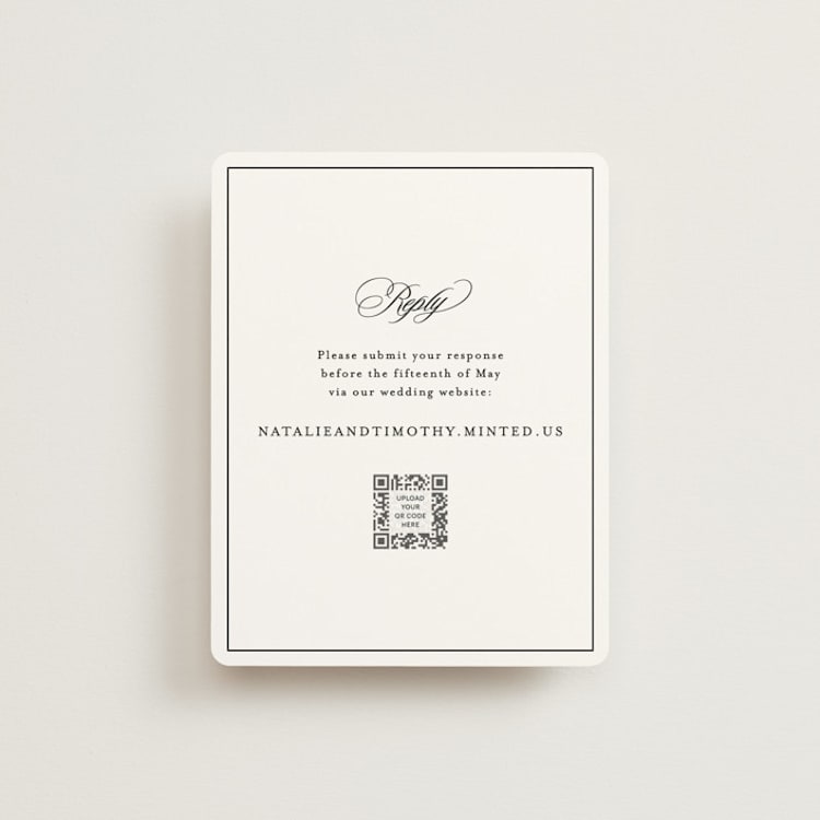 "Sincerity" - RSVP Online Enclosure Cards in Noir by Kimberly FitzSimons - Front
