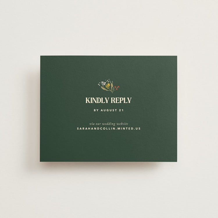 "Bridal Bouquet" - RSVP Online Enclosure Cards in Verde by Kindred Fields - Front