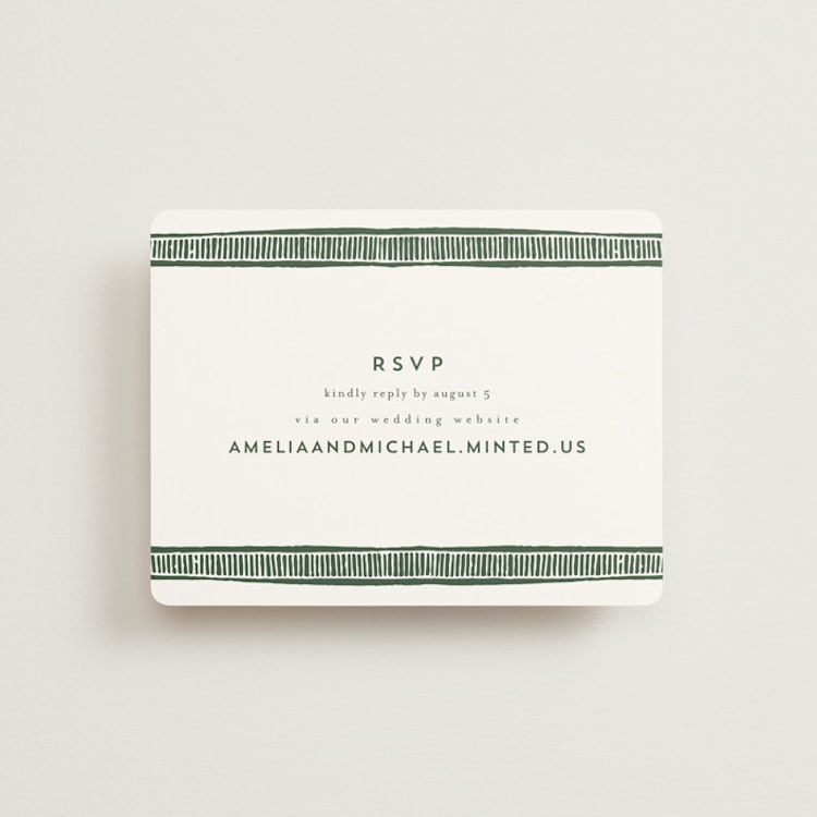 "Block Print Frame" - RSVP Online Enclosure Cards in Fern by Katharine Watson - Front