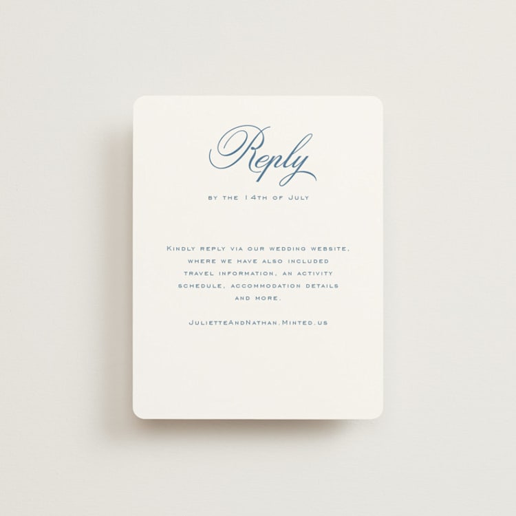 "Marenza" - RSVP Online Enclosure Cards in Bluebell by Jessica Williams - Front
