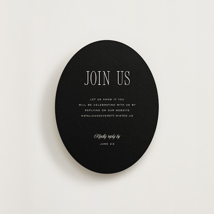 "Linea" - RSVP Online Enclosure Cards in Noir by Pixel and Hank - Front