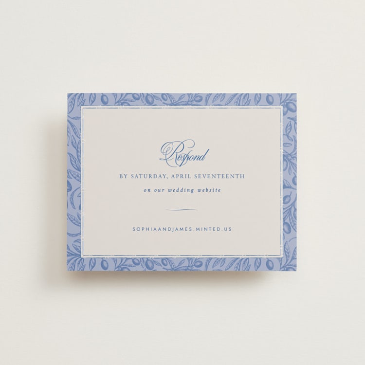 "Amalfi Blue" - RSVP Online Enclosure Cards in Blue Mist by Design Lotus - Front