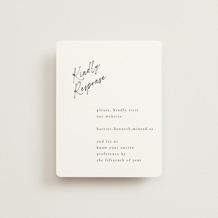 "Scripted Elegance" - RSVP Online Enclosure Cards in Linen by Ana de Sousa - Front