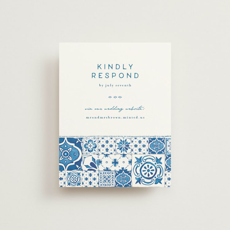 "watercolor tile" - RSVP Online Enclosure Cards in Navy by Anastasia Makarova - Front