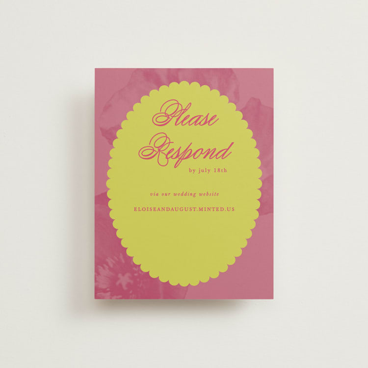 "Maximalist Poppies" - RSVP Online Enclosure Cards in Flamingo by Morgan Kendall - Front