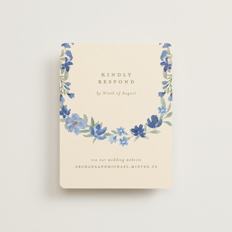 "Nilgiri" - RSVP Online Enclosure Cards in Blueberry by Creo Study - Front