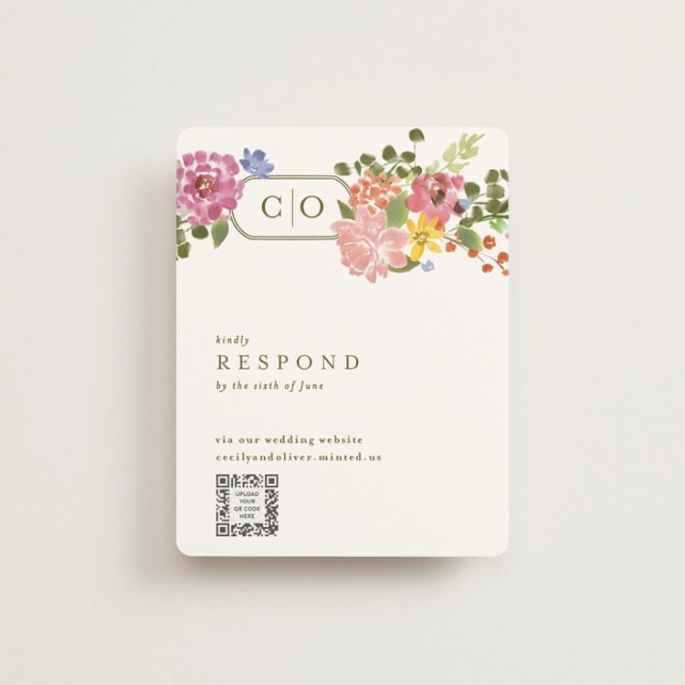 "Garland Monogram" - RSVP Online Enclosure Cards in Summer by Angela Marzuki - Front