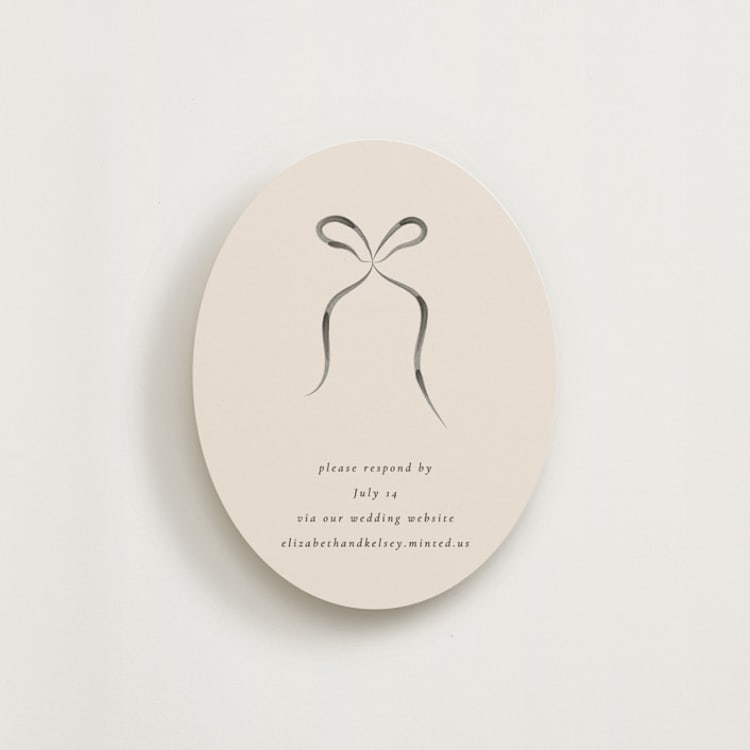 "Bow" - RSVP Online Enclosure Cards in Tuxedo by Corinne Malesic - Front