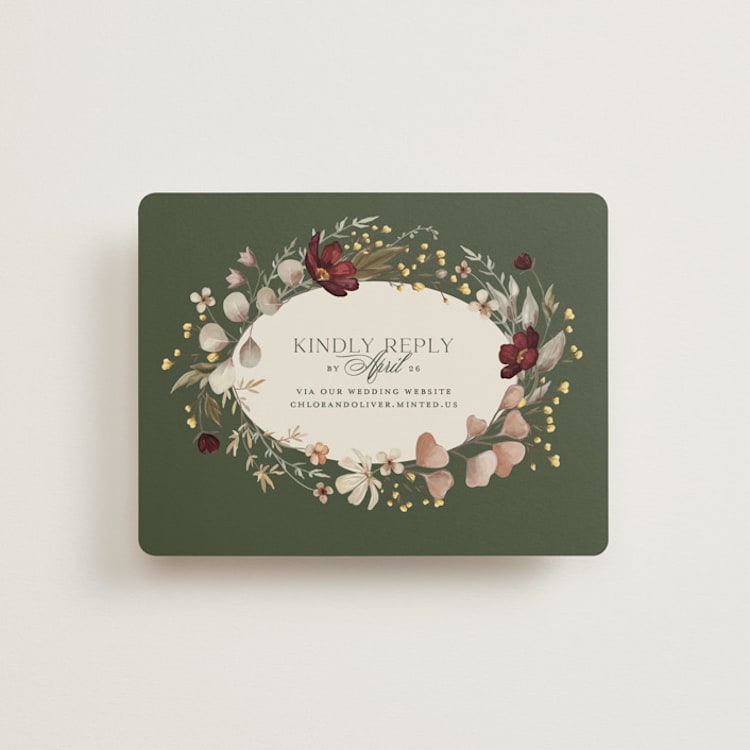"fleur sauvage" - RSVP Online Enclosure Cards in Vert by Erin Deegan - Front