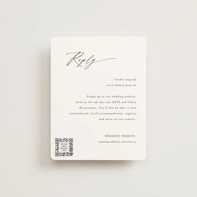 "Graceful" - RSVP Online Enclosure Cards in Onyx by Jennifer Postorino - Front