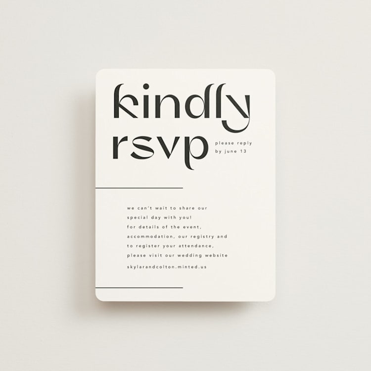 "Marcona" - RSVP Online Enclosure Cards in Ink by Blustery August - Front