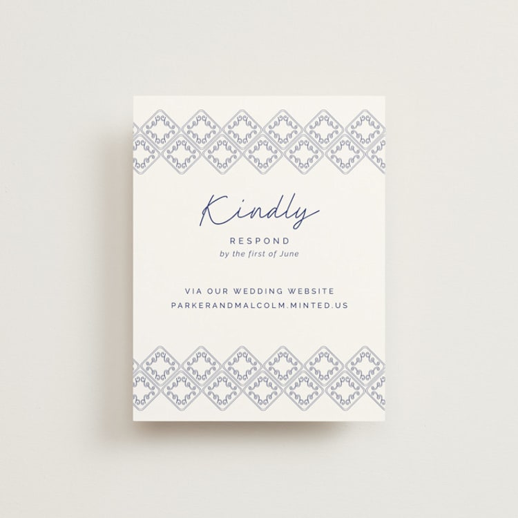 "Santorini" - RSVP Online Enclosure Cards in Cerulean by Zani van Zyl - Front