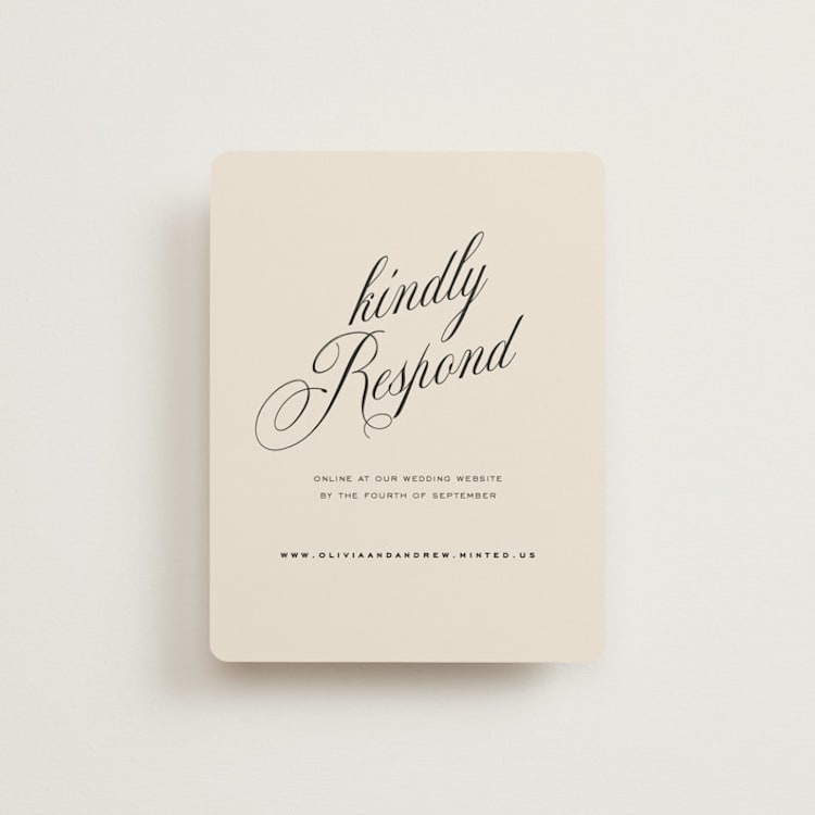 "Modern Romance" - RSVP Online Enclosure Cards in Almond by Eric Clegg - Front