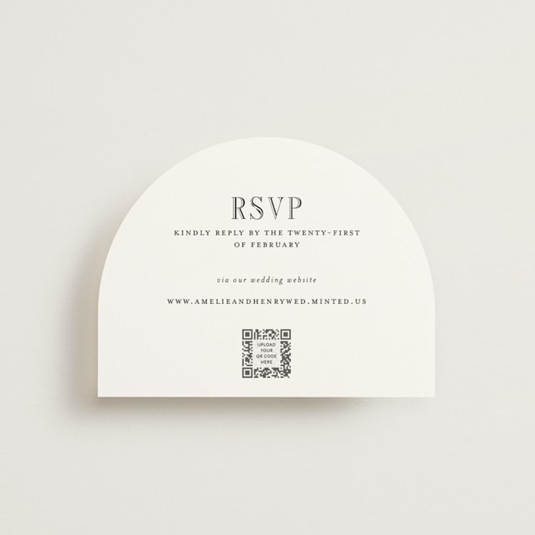 "Hepburn" - RSVP Online Enclosure Cards in Tuxedo by Megan Davis - Front