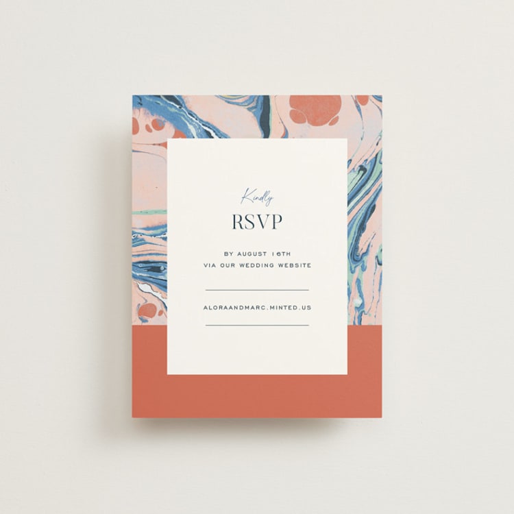 "Mod Marble" - RSVP Online Enclosure Cards in Maraschino by A Real Peach Studio - Front