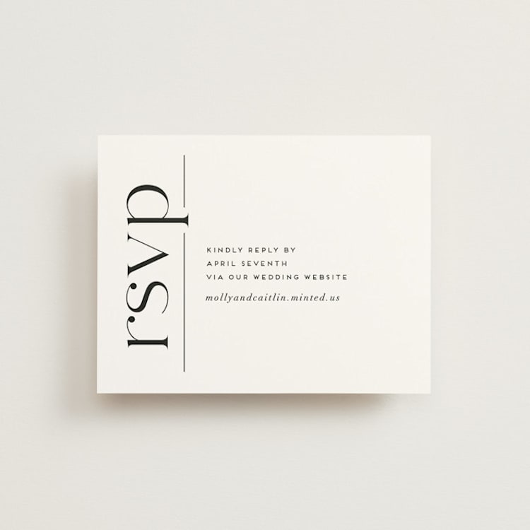 "Split Line" - RSVP Online Enclosure Cards in Black Tie by Amy Payne - Front