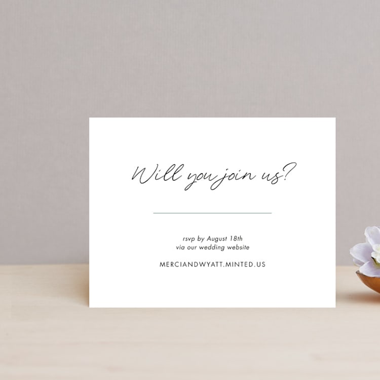 "Postale" - RSVP Online Enclosure Cards in Ebony by Ann Gardner - Front