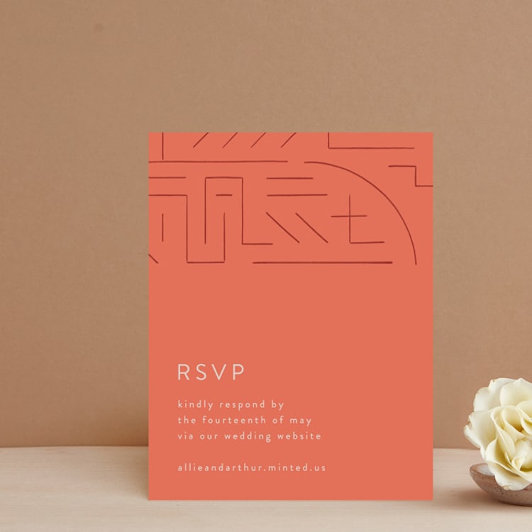 "Lines" - RSVP Online Enclosure Cards in Melon by JeAnna Casper - Front