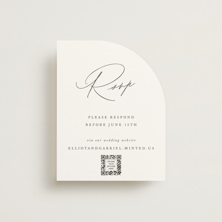 "Scripted Names" - RSVP Online Enclosure Cards in Pearl by Hooray Creative - Front