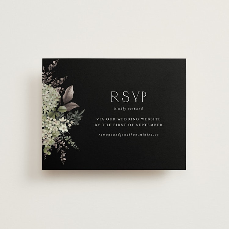 "A Wedding in the Garden" - RSVP Online Enclosure Cards in Charcoal by Chris Griffith - Front