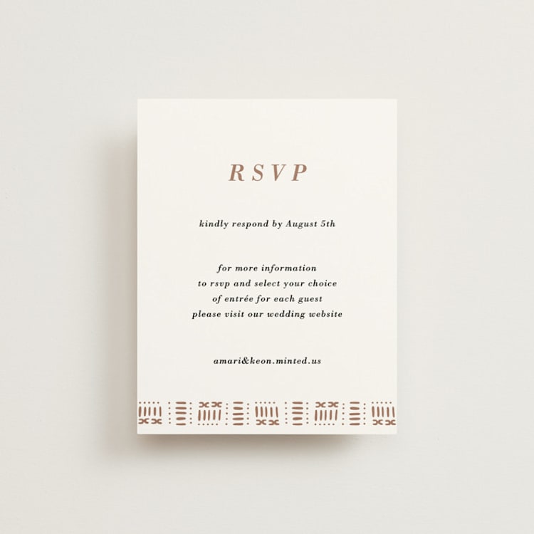 "Amari" - RSVP Online Enclosure Cards in Ivory by Oma N. Ramkhelawan - Front