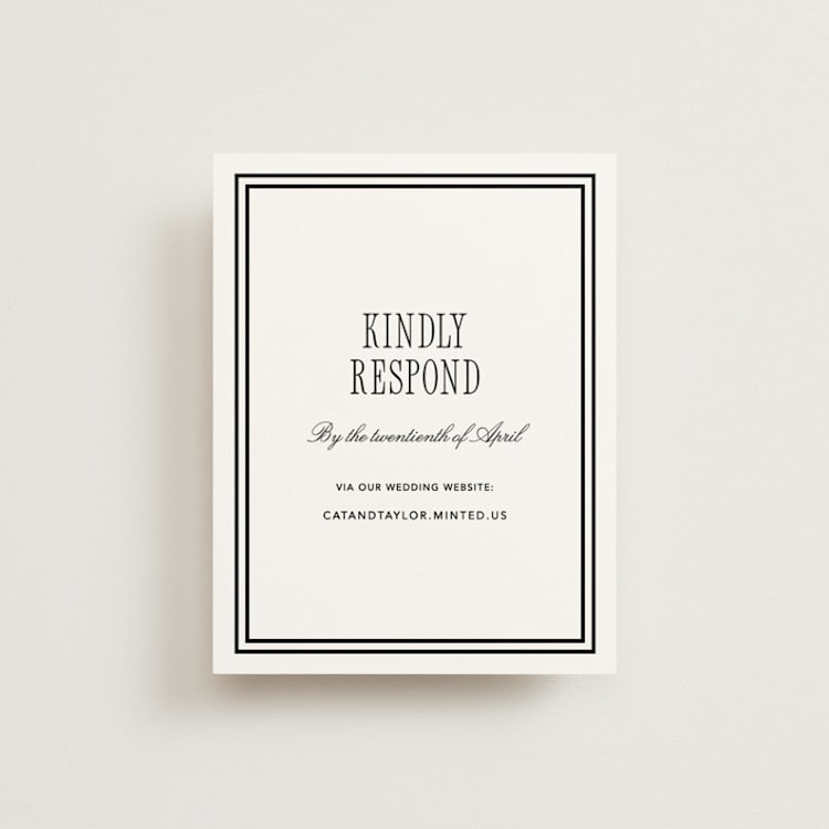 "Formal Minimalist" - RSVP Online Enclosure Cards in Silk by Kelly Schmidt - Front