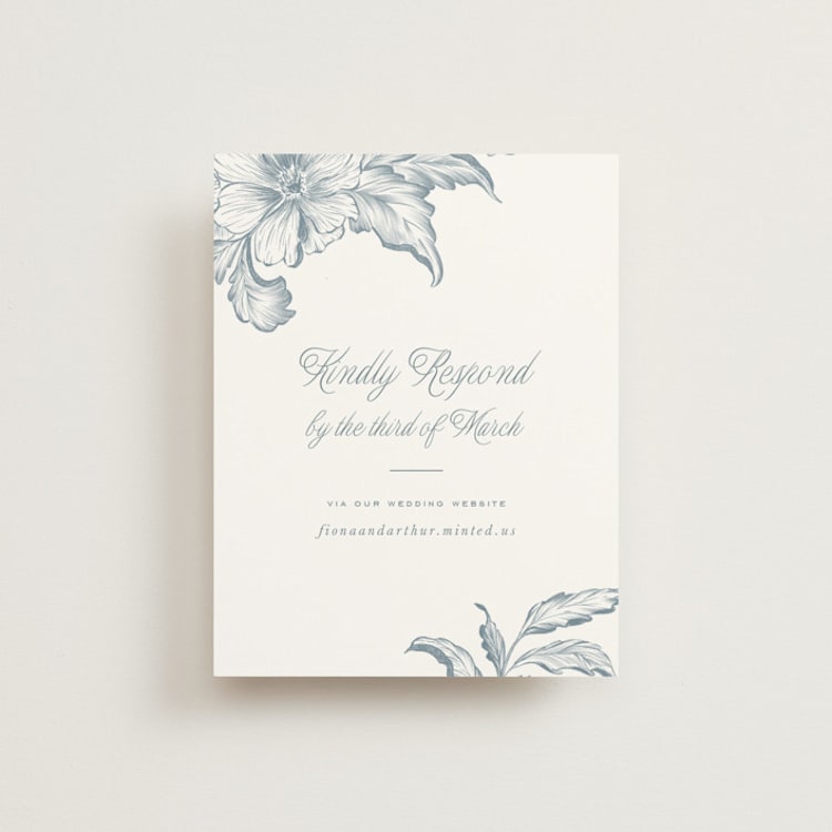 "Wreath In Bloom" - RSVP Online Enclosure Cards in Lake by Leah Bisch - Front