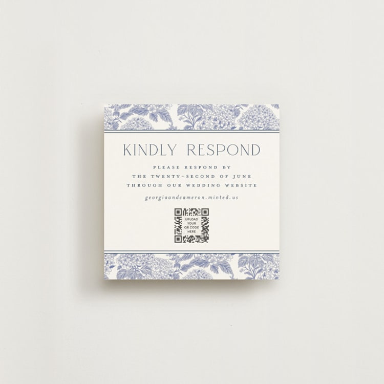 "Coastal Toile" - RSVP Online Enclosure Cards in Periwinkle by Jenna Holcomb - Front