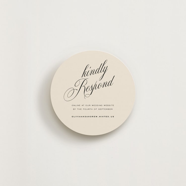 "Modern Romance" - RSVP Online Enclosure Cards in Almond by Eric Clegg - Front