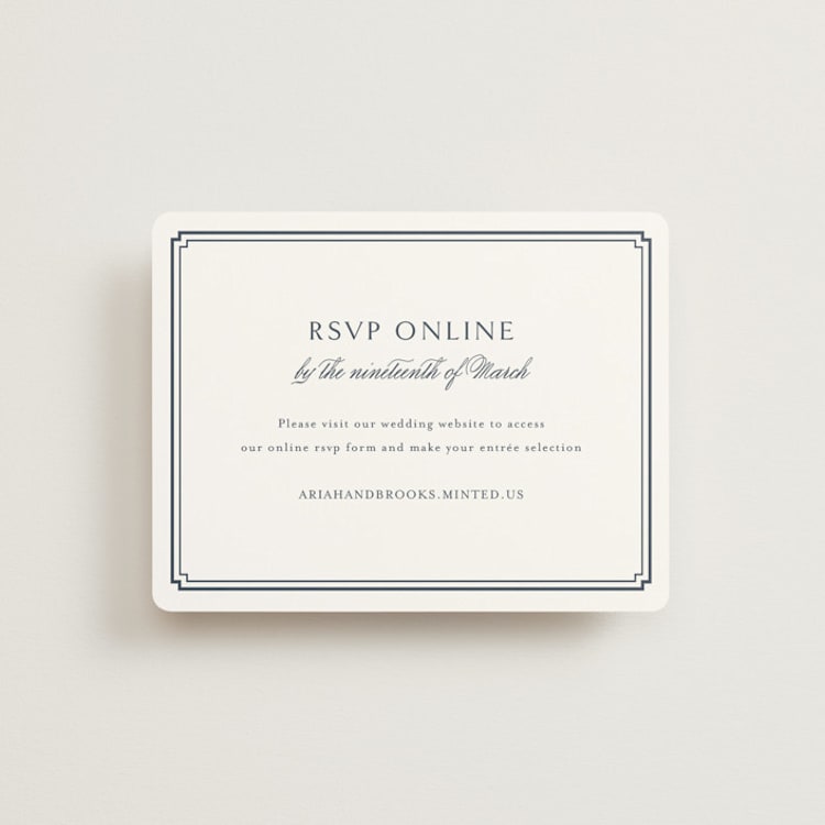 "Ariah" - RSVP Online Enclosure Cards in French Blue by Jennifer Postorino - Front