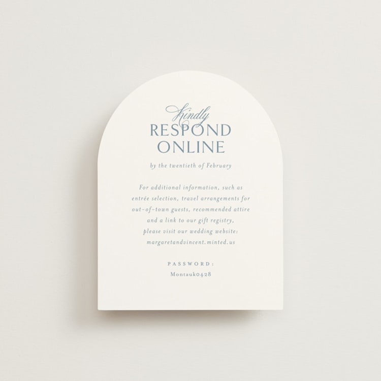 "Coastal Charm" - RSVP Online Enclosure Cards in Dusty Blue by Jennifer Postorino - Front